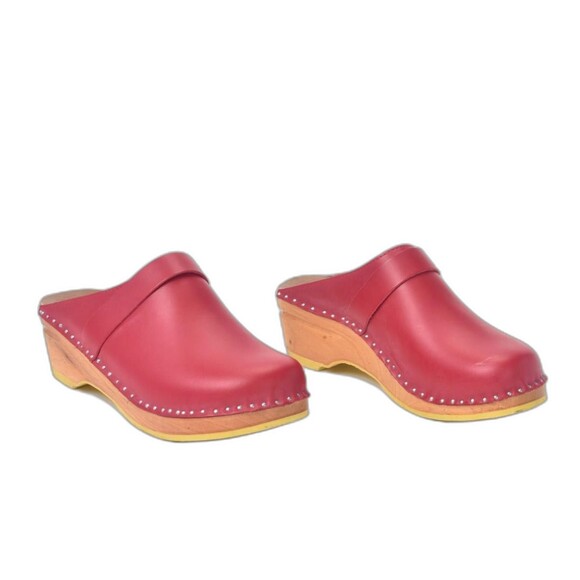 Trocentorp of Sweeden Devici Red Leather Clogs Size 40 - Picture 4 of 7